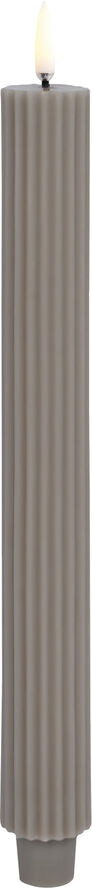 Uyuni LED taper candle grooved, Sandstone, smooth, 2-pack, 3,2x25, Grå