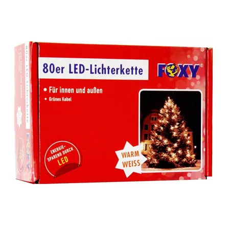 Foxy LED Lichterkette für innen und außen mit 80 LED's, warmweiß
