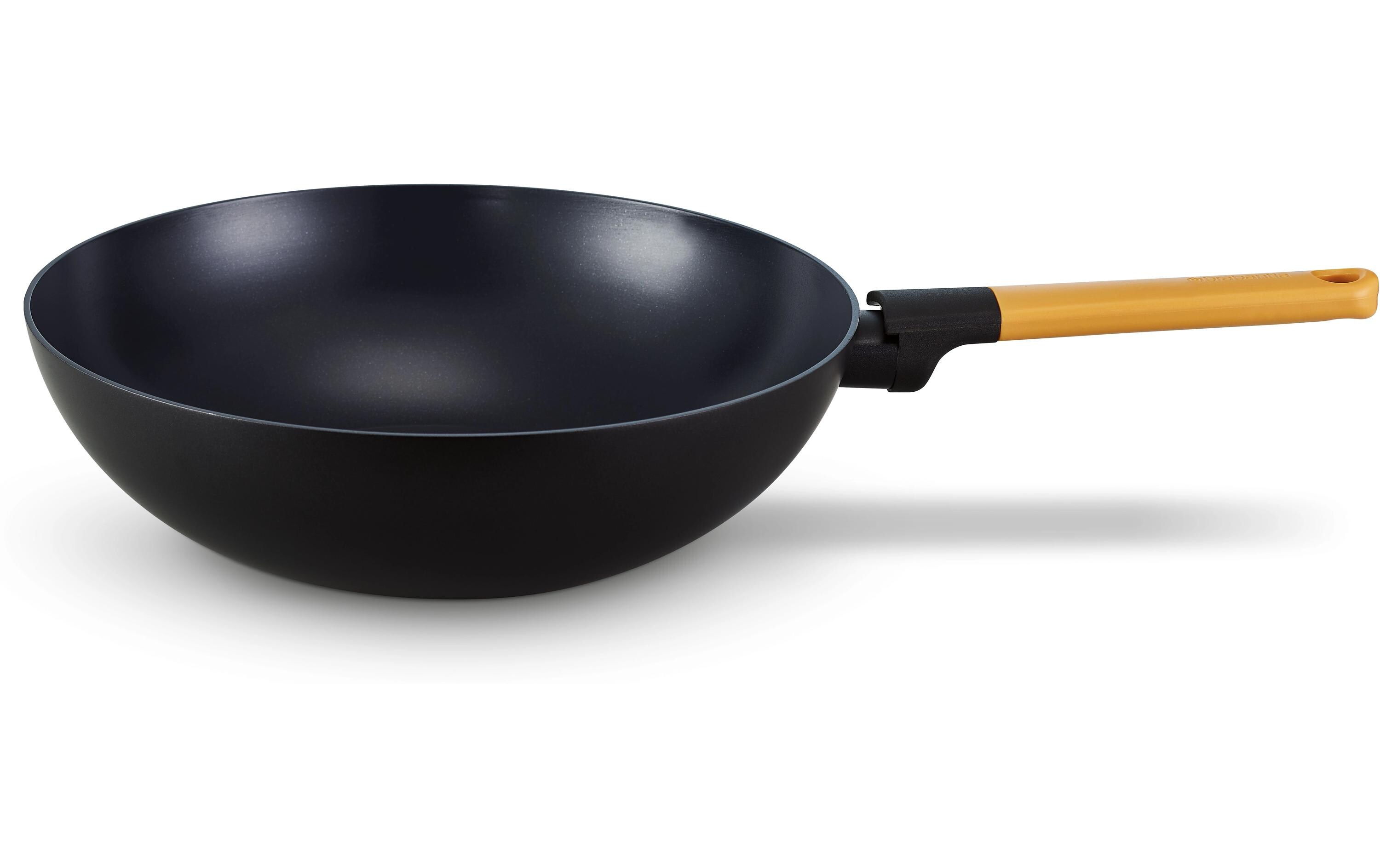 Wok Tasty+ 30 cm, Schwarz/ Honey YellowWok-Pfanne mit Antihaftbeschichtung