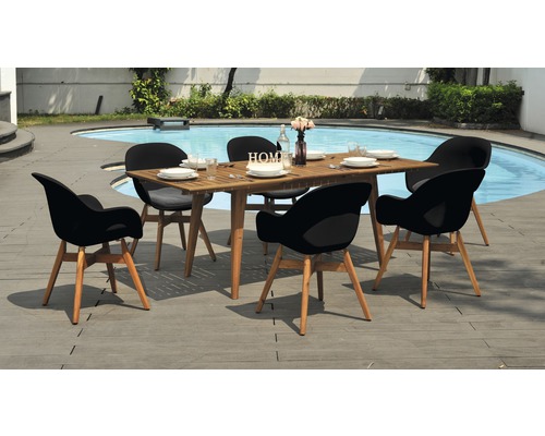 Garden Place Style 6-zits 7-delige tuinmeubelset inclusief uitschuifbare acaciahouten tafel en zitkussens