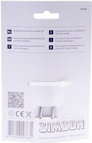 Simson - LED Voorvorklamp - Naafdynamo - Zwart/Zilver - 35 Lux