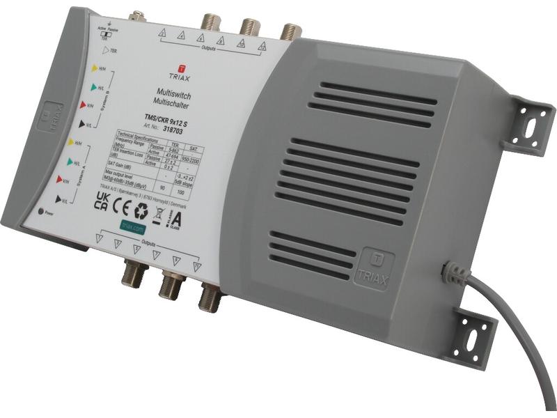 Triax DiSEqC-Multischalter TMS/CKR 9 x 12 S Einzel-Multischalter für 2 Satellitpositionen mit 9 Eingängen und 12 Ausgängen
