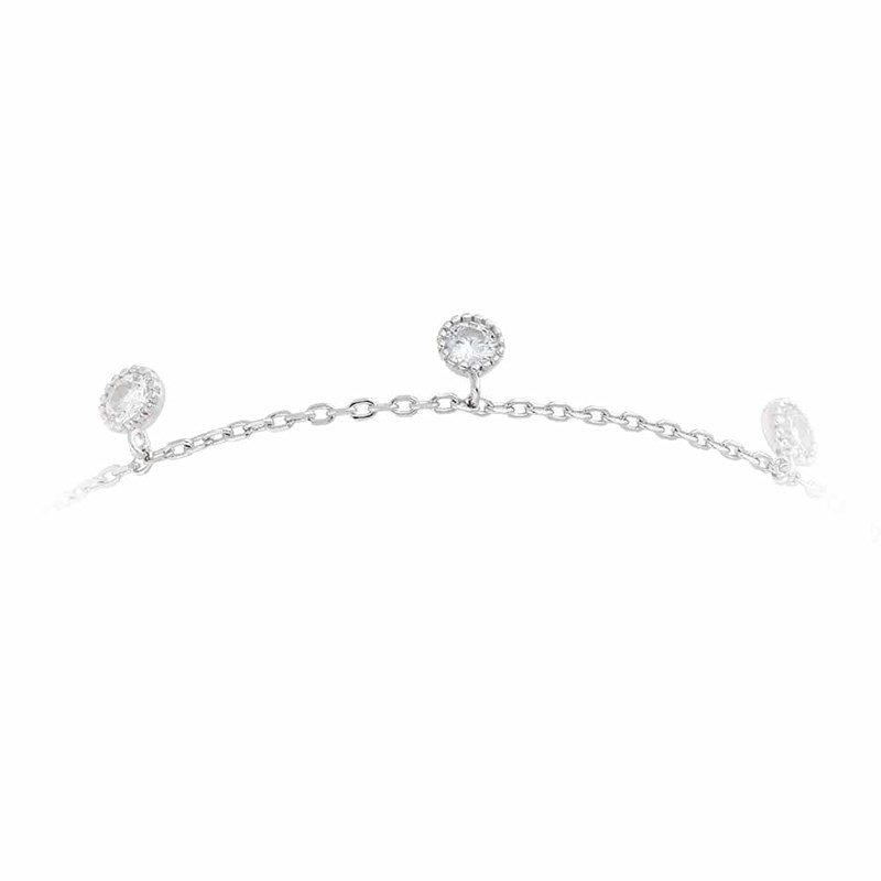 Bracelet Argent Charms Pavé River Sertie De Zirconium Blanc