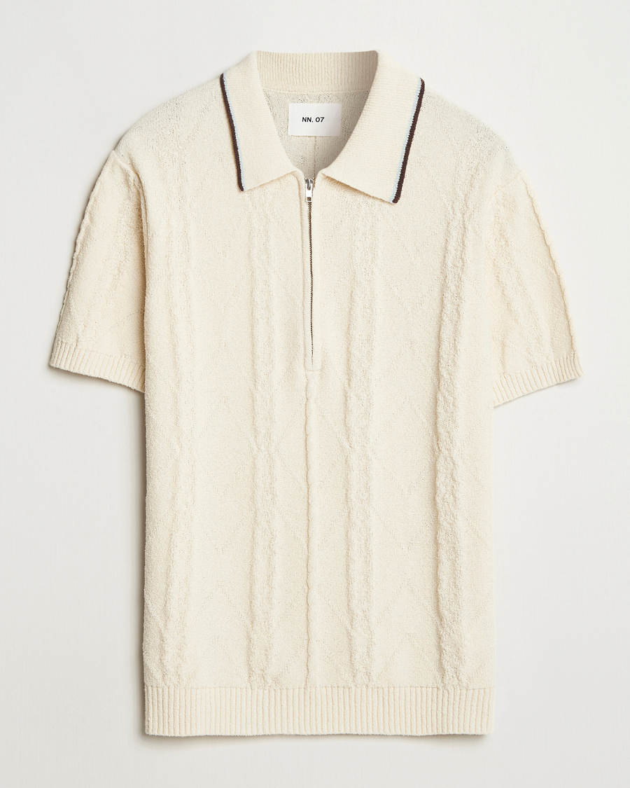 NN07 Gustav Bouclé Half Zip Polo Ivory