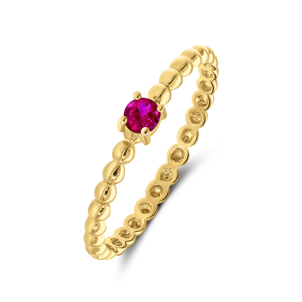 9 karaat ring met donker roze zirkonia