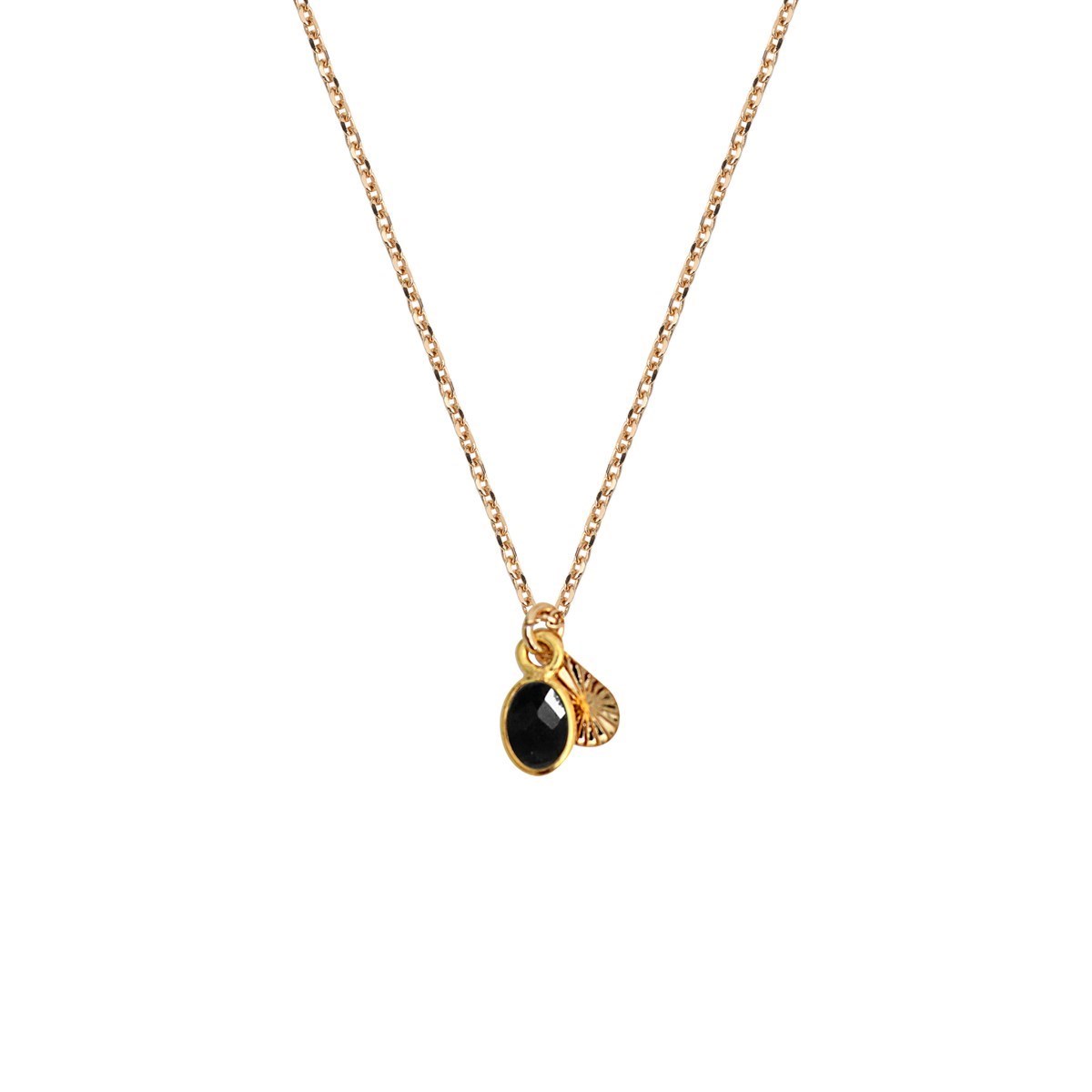 Collier pierre agate noire doré à l'or fin 24k GAÏA