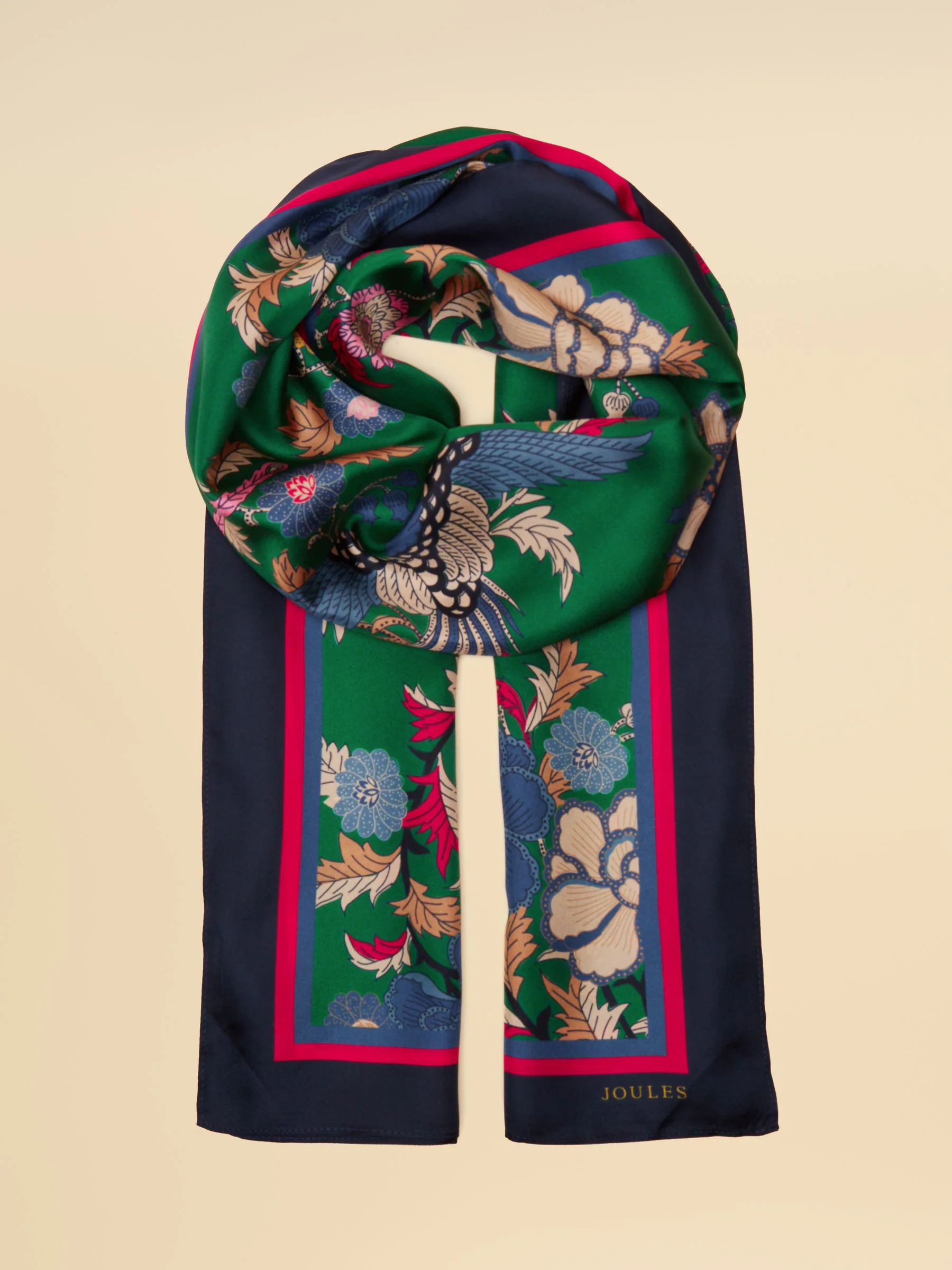 Groen bloemmotief - Joules Windsor 100% Silk Scarf