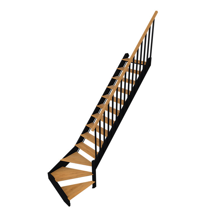Escalier quart tournant gauche FORTIA chêne et aluminium noir Gagliano