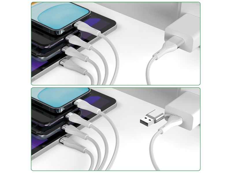 4smarts USB-Ladekabel USB-C/A Multi-Ladekabel 4in2 1.2 m, W USB-C/A Multi-Ladekabel 4in2 1.2m, weiss