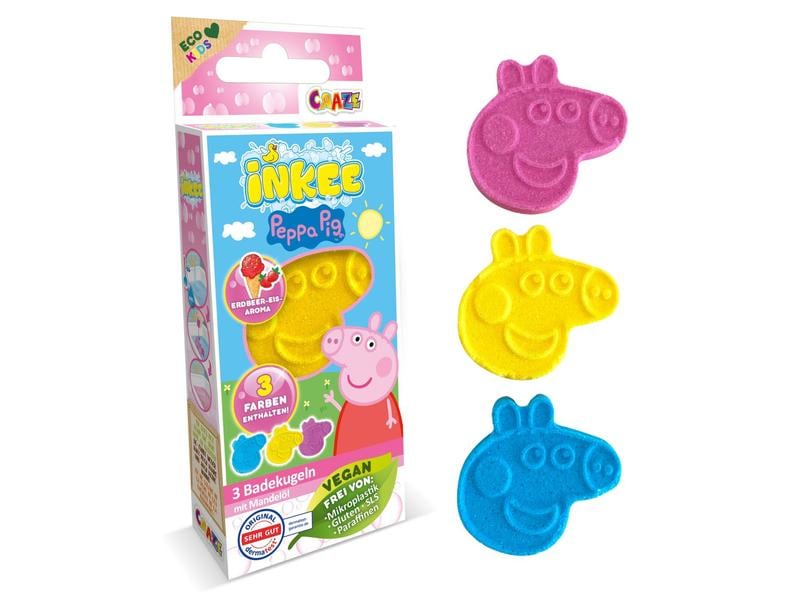 Craze Badespass Inkee Badebomben Peppa Pig 3er-Set Badebomben in niedlicher Peppa Pig-Gesichtsform