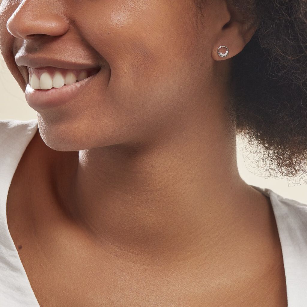 Boucles D'oreilles Puces Argent Blanc Vivence Oxydes De Zirconium