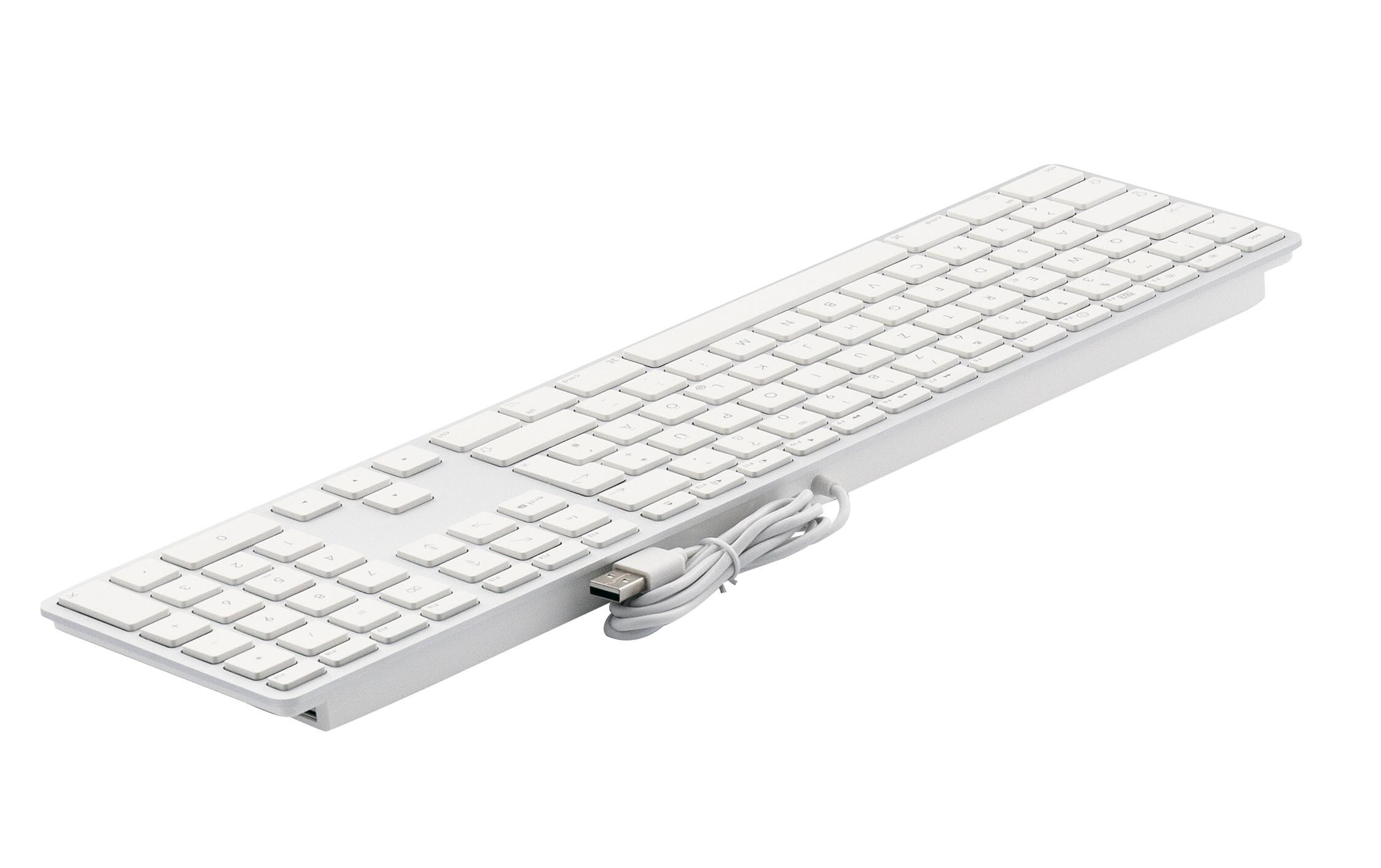 Tastatur KB-1243 Weiss, DE-Layout mit ZiffernblockElegante Tastatur mit Aluminiumcover