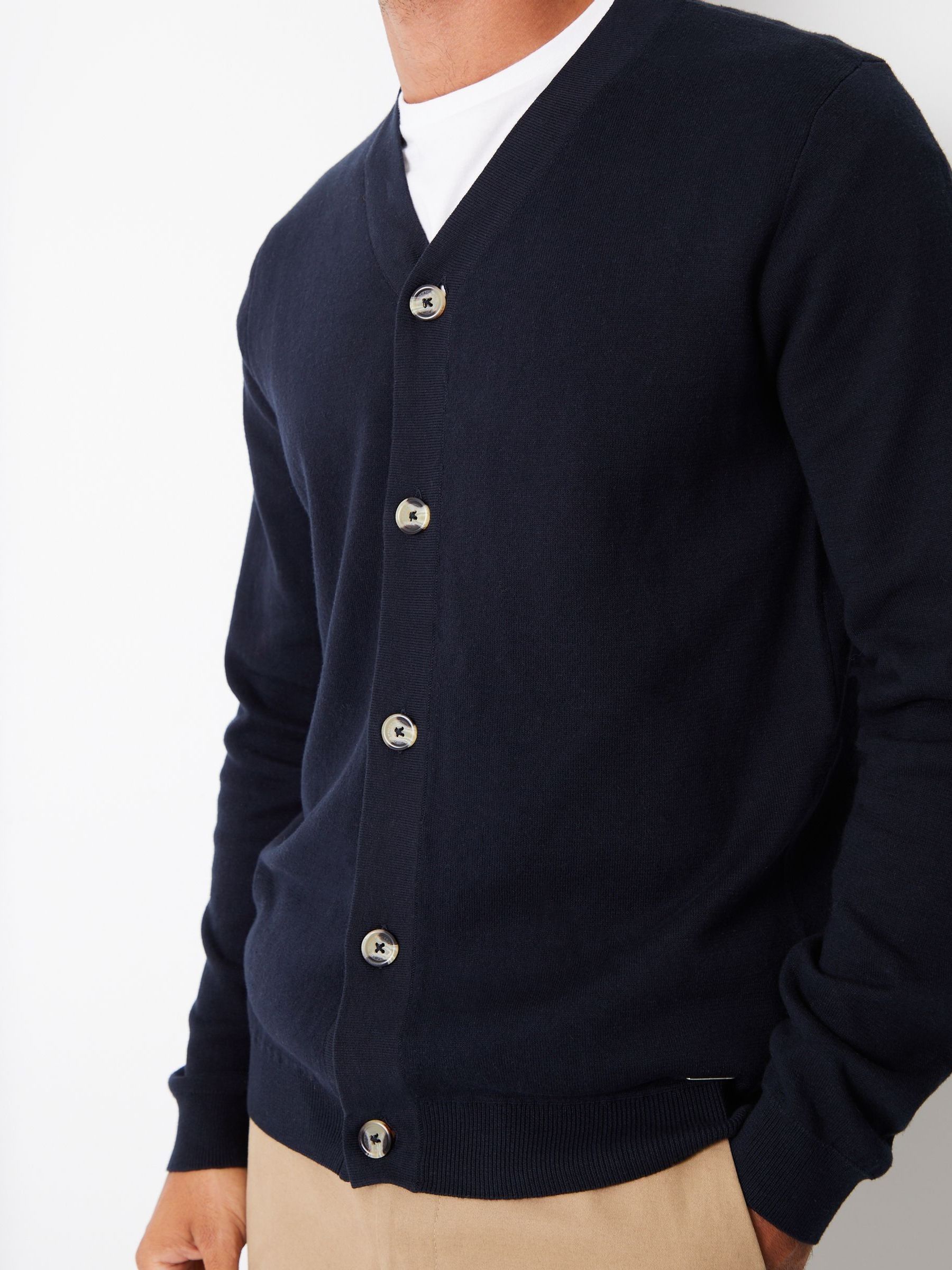 Donkerblauw - Threadbare gebreid vest van een katoenmix