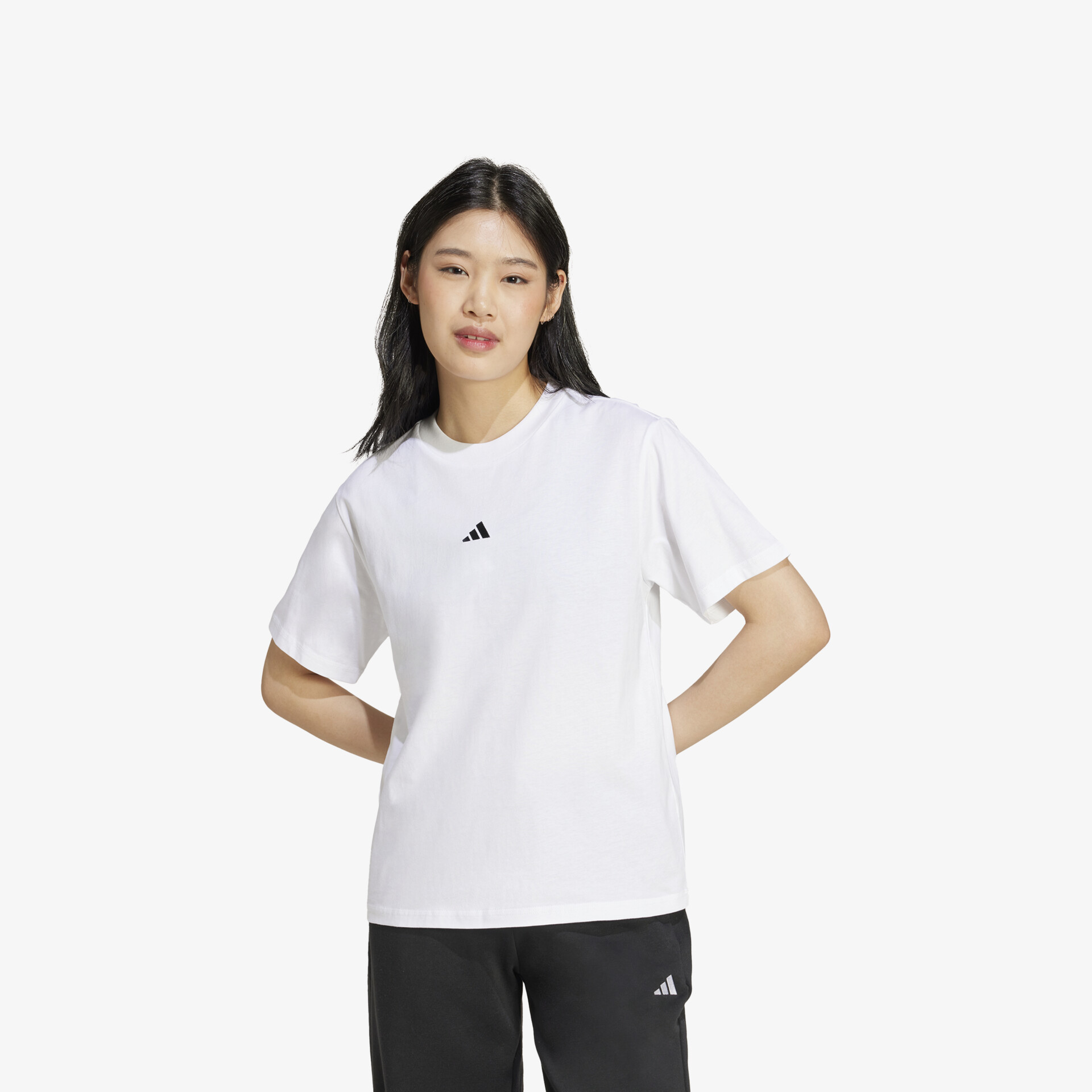 adidas Essentials Small Logo Cotton Damen T-Shirt weiß