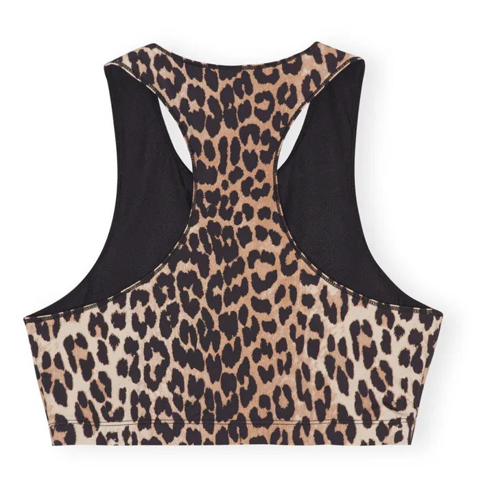 Ganni Brassière Dos Nageur Active Zippée Imprimée Matières Recyclées | Léopard
