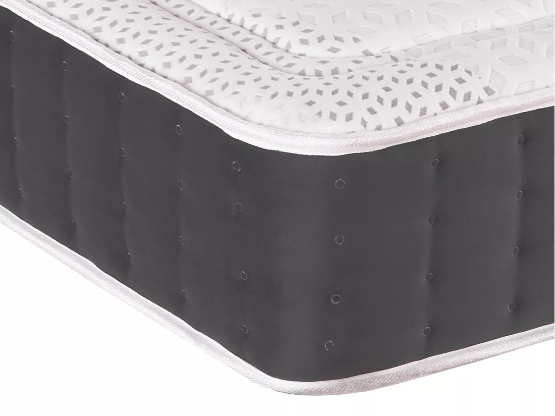 Ensemble 180 x 200 cm sommier coffre blanc + matelas hybride ressorts ensachés accueil mémoire de forme ép.27cm - ATLANTIDE de YSMÉE