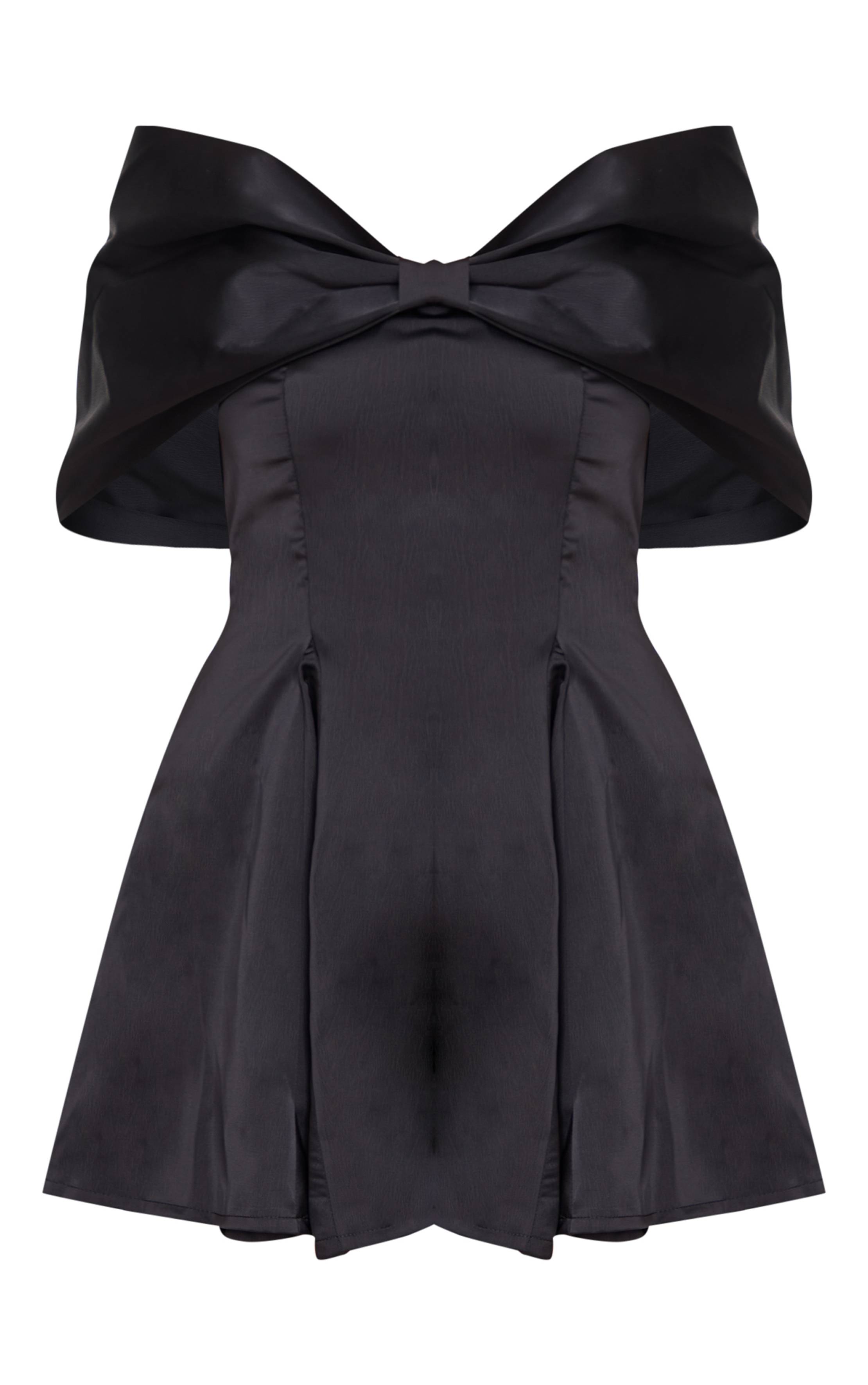 Noir Combinaison-short Premium En Satin Avec Nœud Extrême