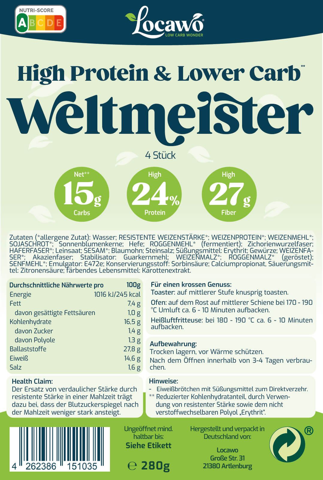 Locawo High Protein & Low Carb Weltmeister