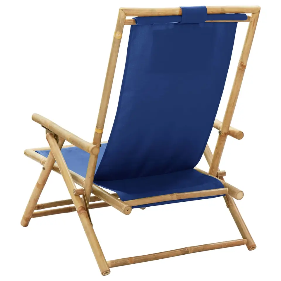 vidaXL - Relaxstoel - Blauw - Bamboe en stof - Verstelbaar