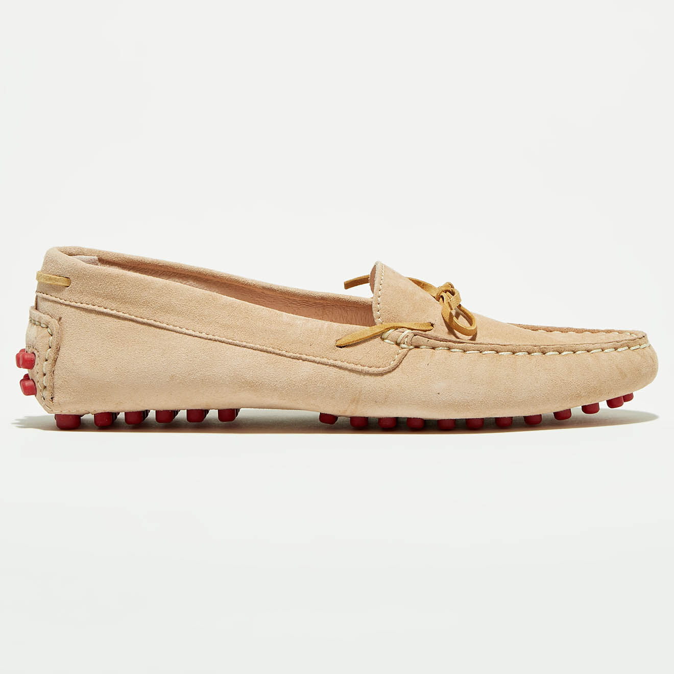 Flavio Création Mocassins en Velours de Cuir Mariela poudre/beige/rouge
