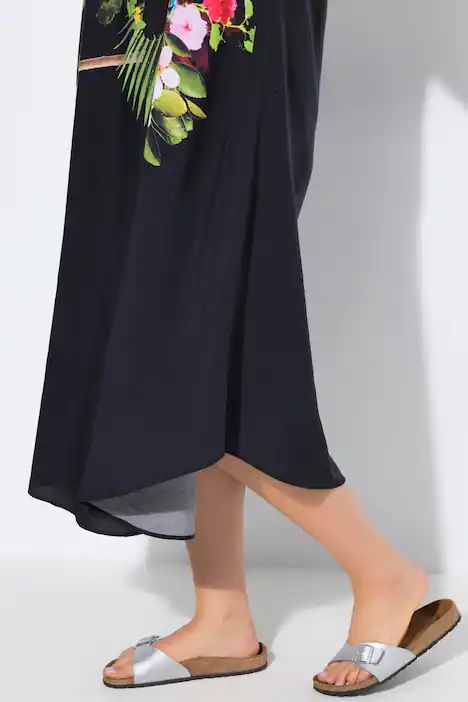 Midikleid, Tukan, A-Linie, Rundhals, ärmellos, schwarz