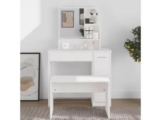 Coiffeuse avec miroir blanc 86,5x35x136 cm