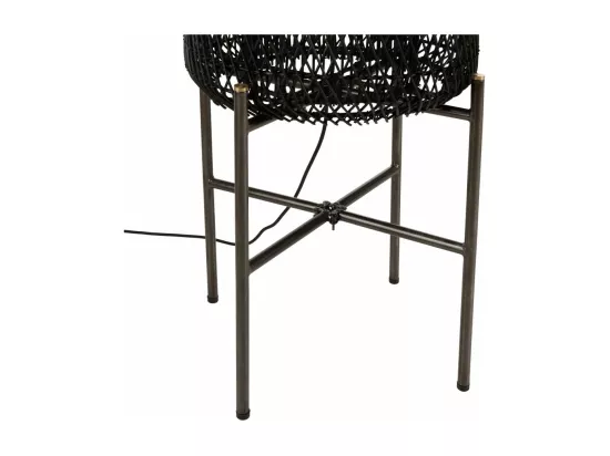 ALIDA - Lampadaire 39x39cm rotin couleur noire pieds acier