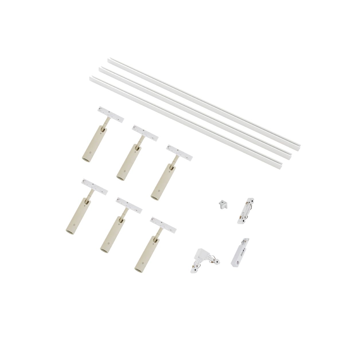 Modern railsysteem met 6 spots beige met wit 1-fase - Slimline Uzzy