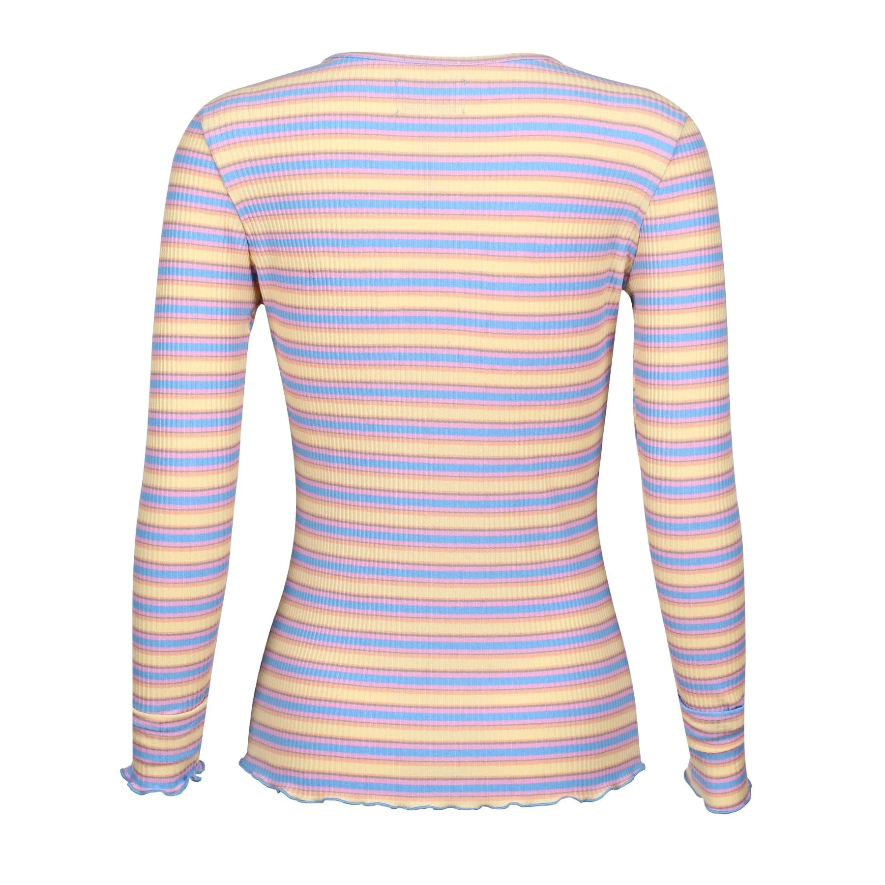 Liberte Natalia Ls Round Neck Blouse yellow rose blue stripe