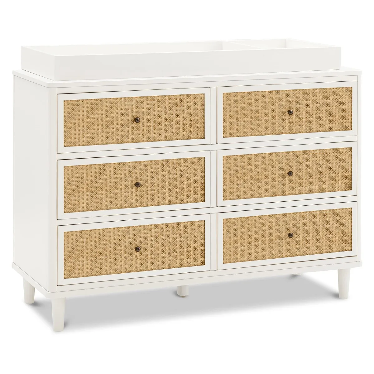 DaVinci Bureau 6 Tiroirs Marin - Blanc Chaud et Rotin