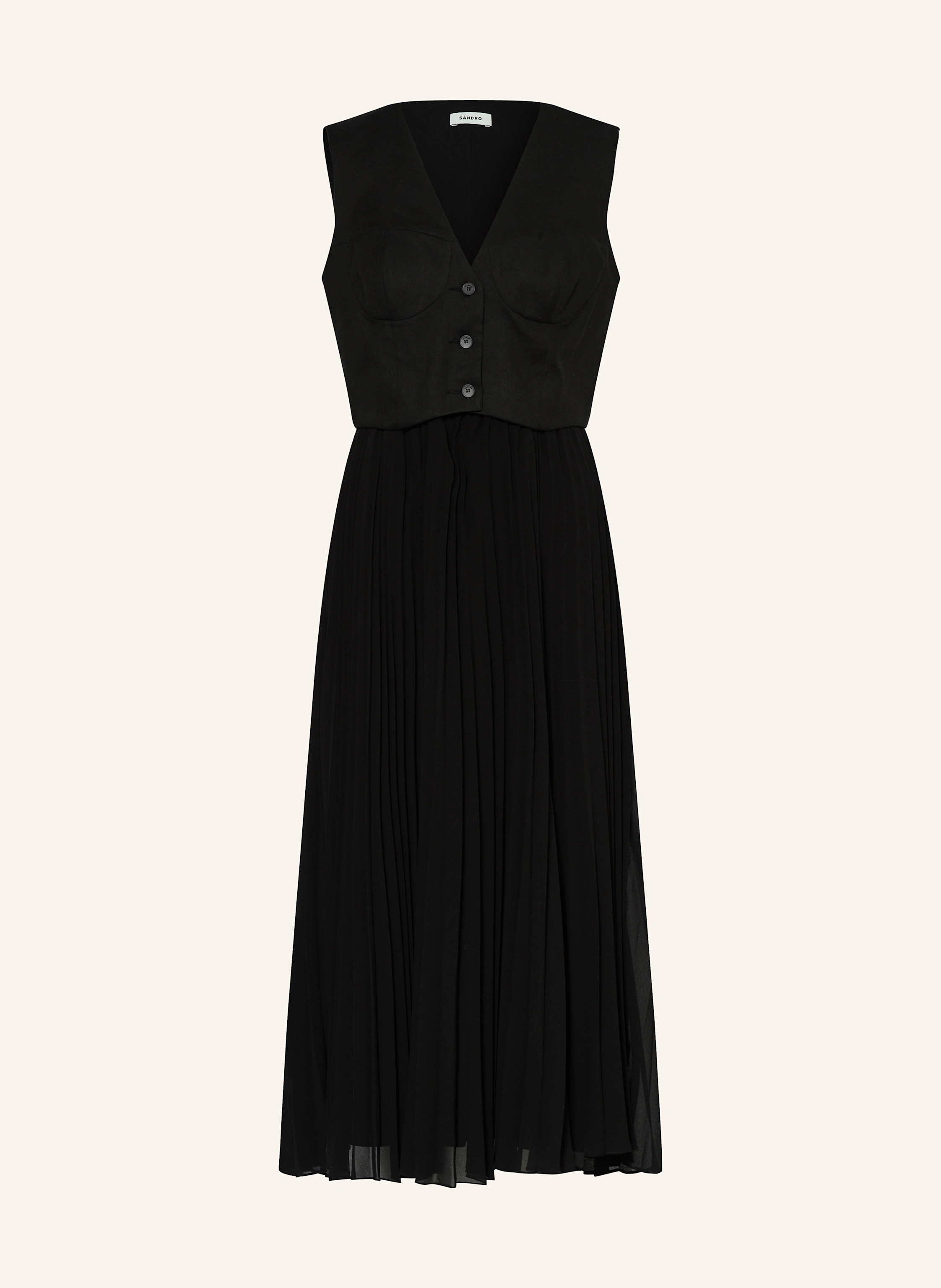 SANDRO Plisseekleid mit Leinen