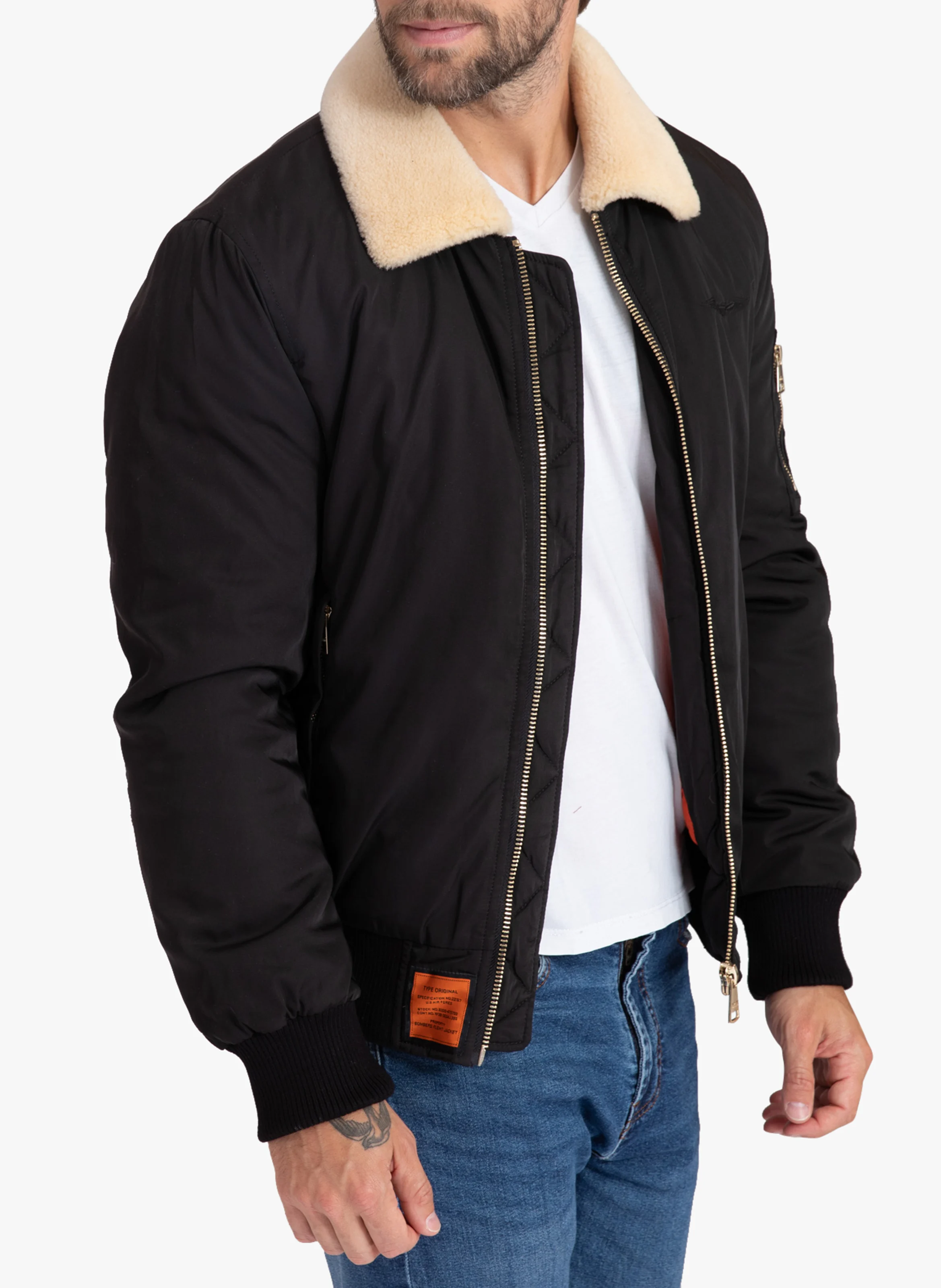 VERSMOLD - Blouson aviateur col classique | Noir