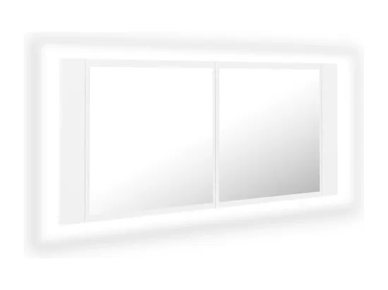 Armoire salle de bain à miroir LED Blanc 100x12x45 cm Acrylique