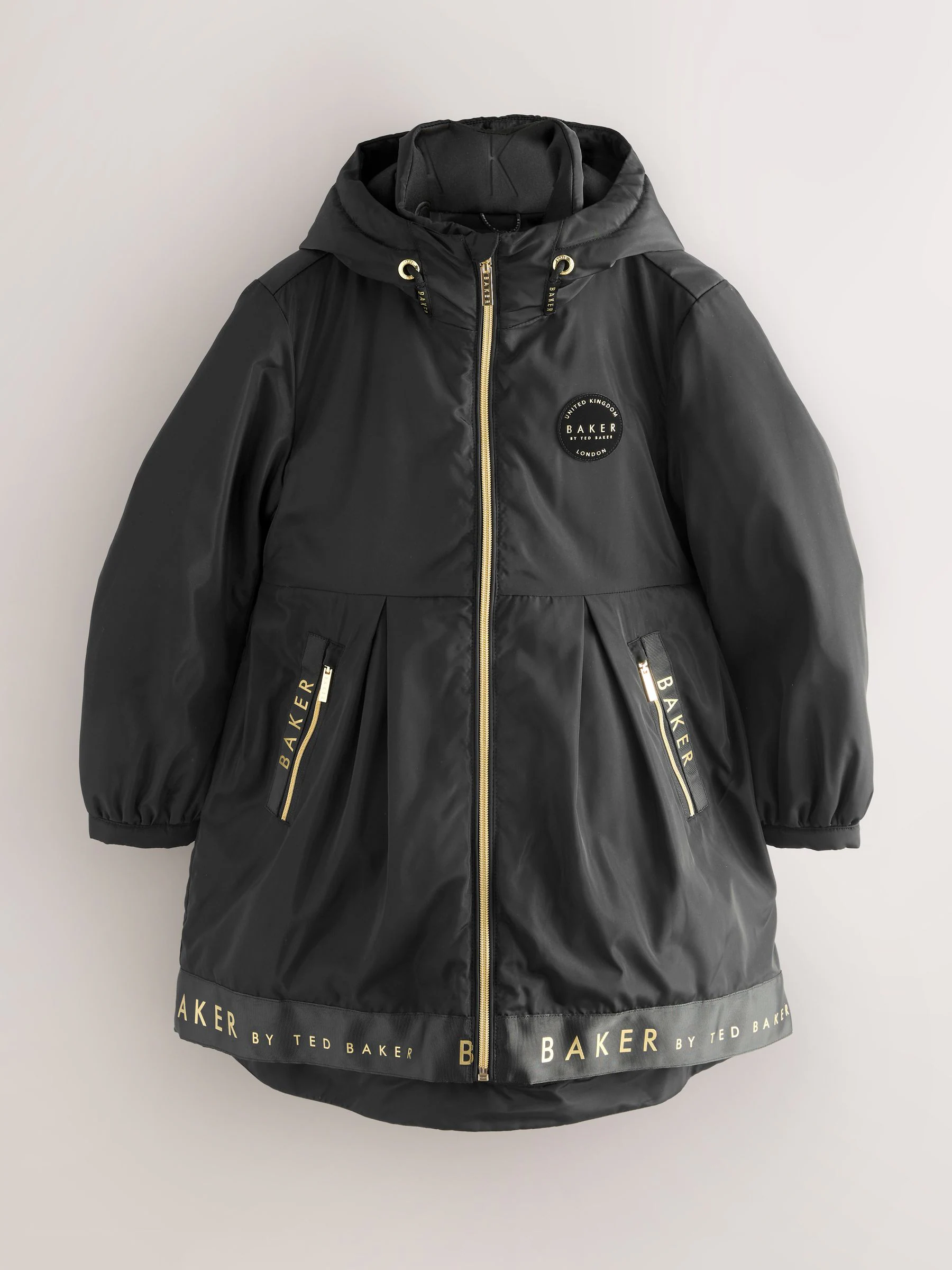 Zwart - Baker by Ted Baker regenjas met merklogo op de zoom
