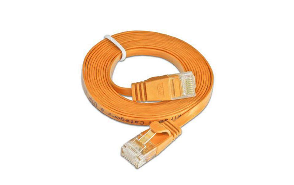 Slimpatchkabel RJ-45 - RJ-45, Cat 6, UTP, 1 m, OrangeUnscreened/Unshielded Twisted-Pair-Kabel (UTP) mit Klinkenschutz
