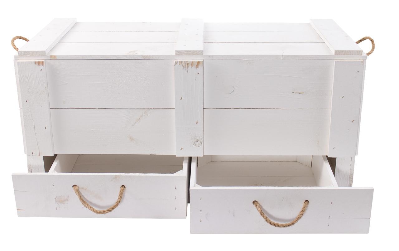 Truhe Vintage Weiss, 85 x 40 cmHolztruhe mit 2 Schubladen