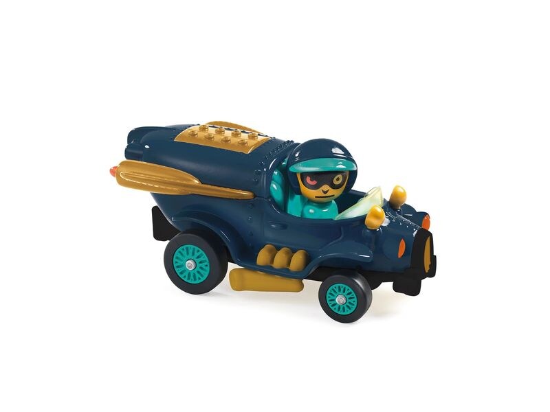 DJECO Rennwagen Crazy Motors – Navy flying Spielzeugauto aus Metall mit fest installierter Fahrerfigur