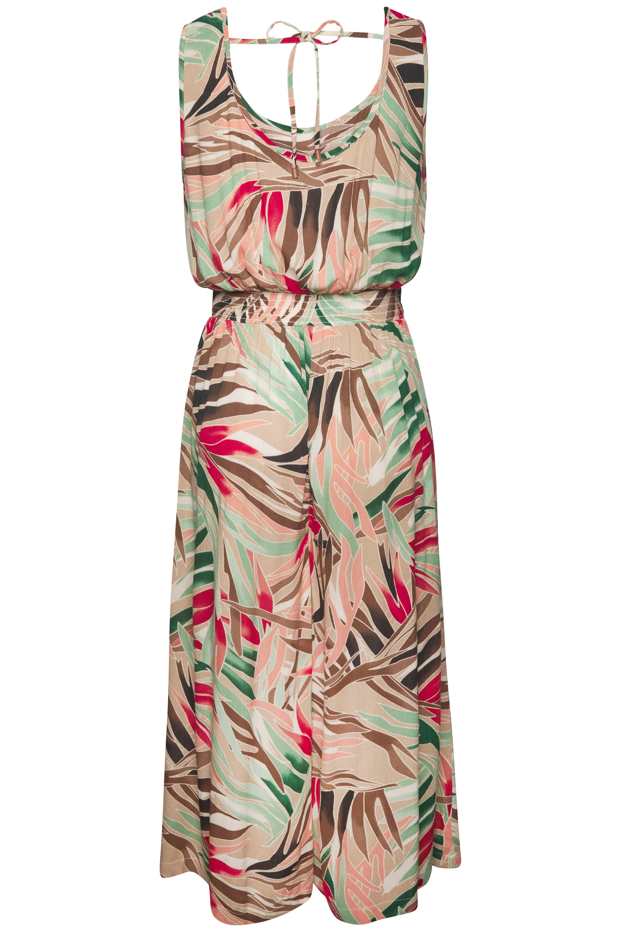 Vivance 7/8-Overall , aus gekreppter Viskose, Jumpsuit mit Alloverprint und weitem Bein