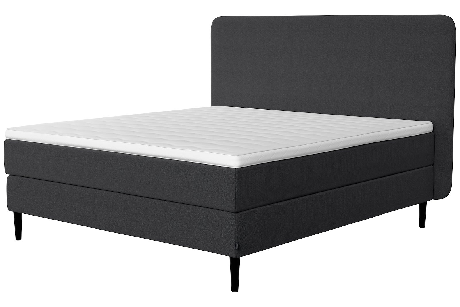 Onyx kontinentalseng Tekstil 173 Mørk Grå, medium/fast, seamless, Sleep I overmadrass og Conic 18 cm sorte ben + støtteben