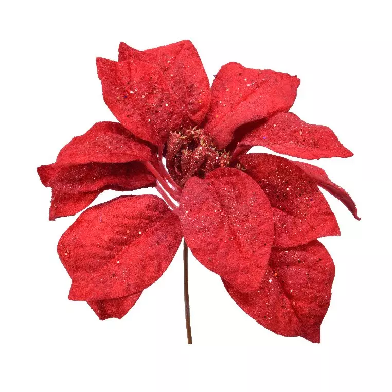 Poinsettia de Noël sur clip (D25 cm) Coline Rouge