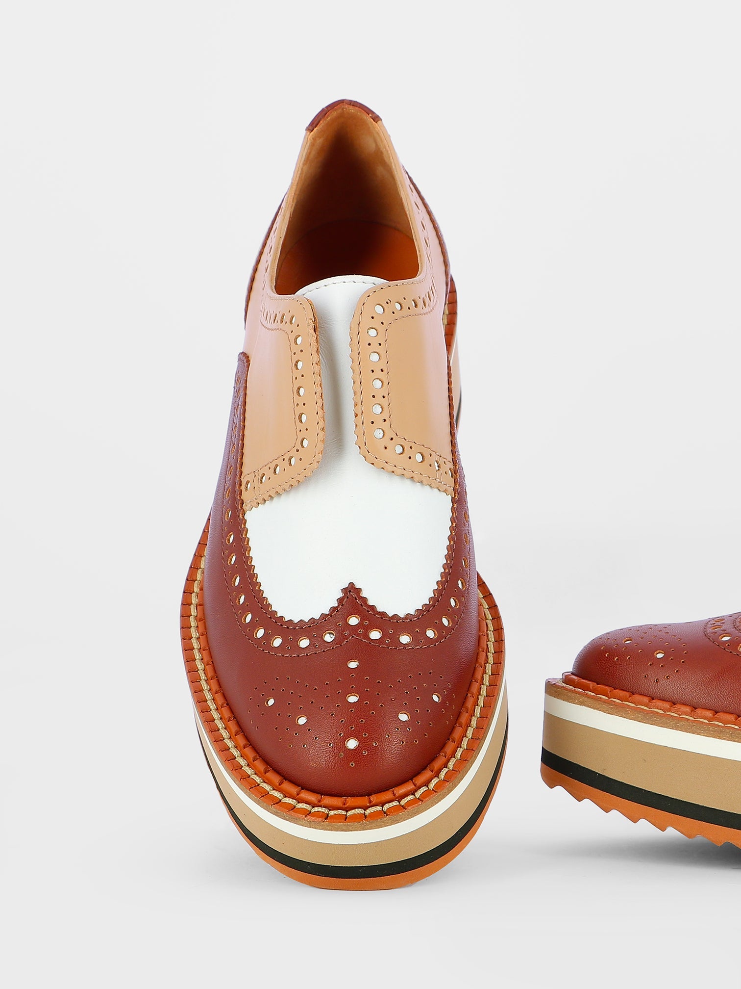 DERBIES - BECKA derbies beige, brown, white calfskin