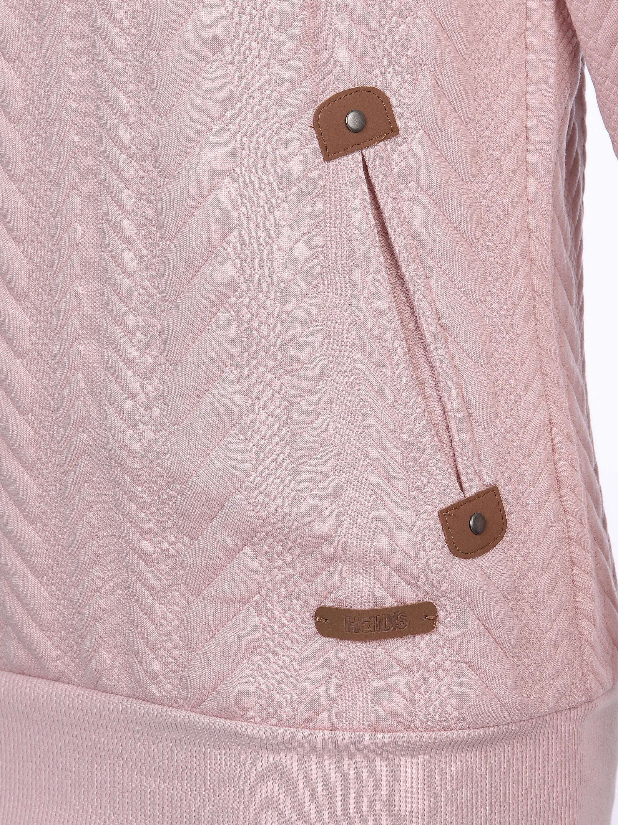 Damen Sweatshirt mit überlappendem Kragen und Kapuze