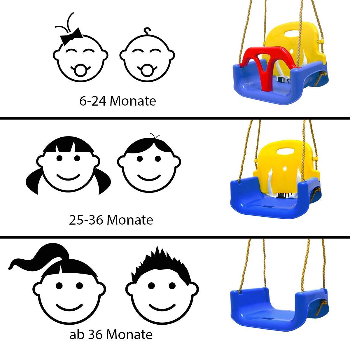 3-in-1 Kinderschaukel Baby Garten Schaukel 40x43x33cm Indoor Outdoor