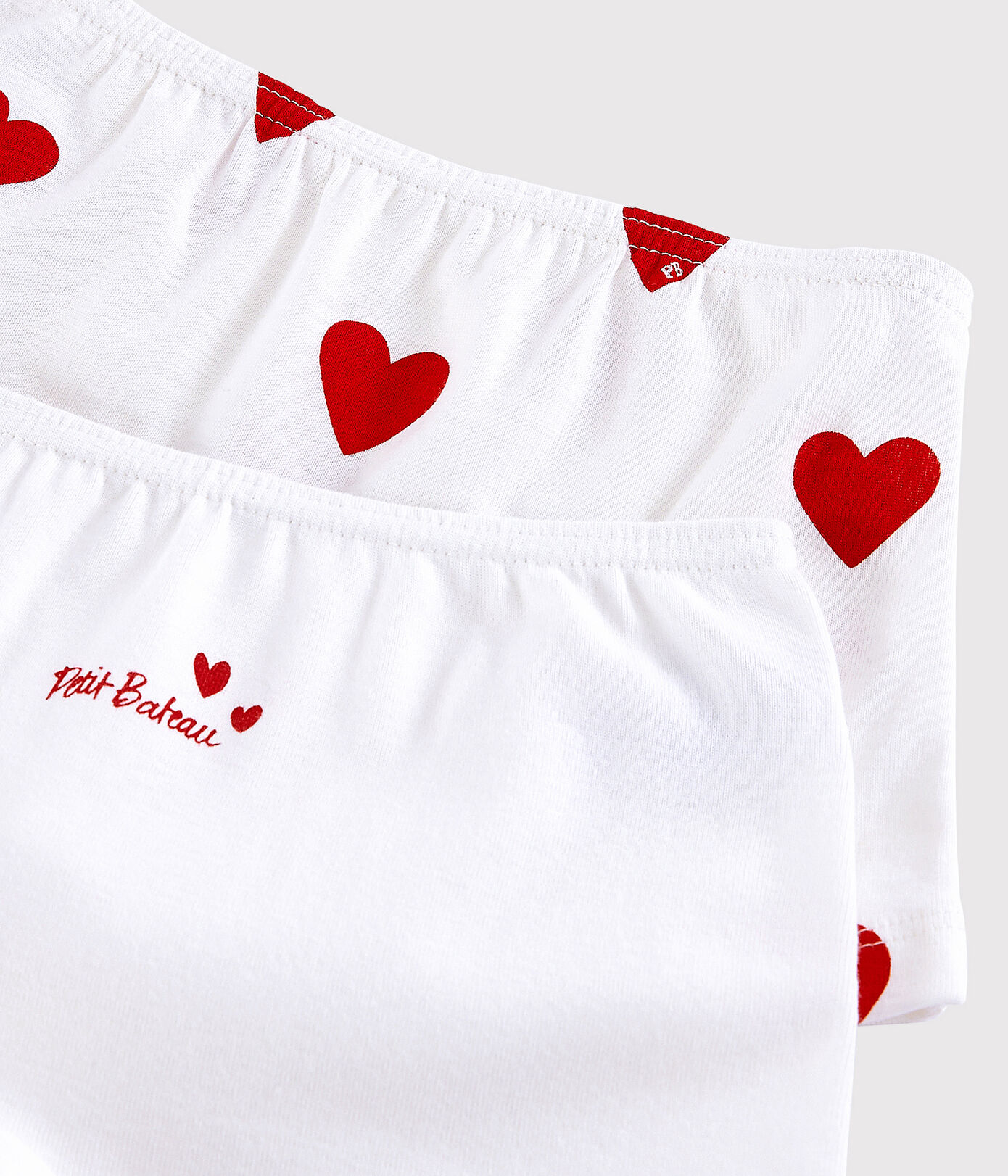Lot de 2 shorties cœur petite fille en coton