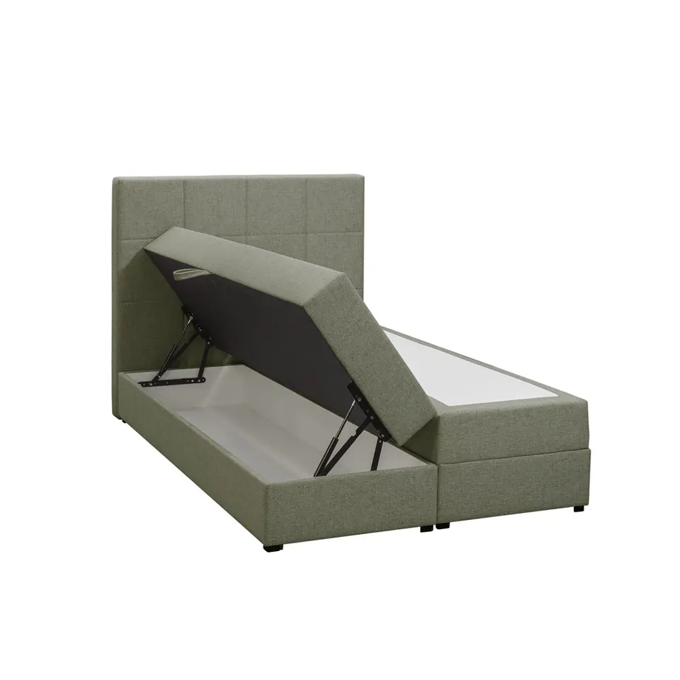 Boxspring met opbergruimte Liv geblokt - groen - 120x200 cm
