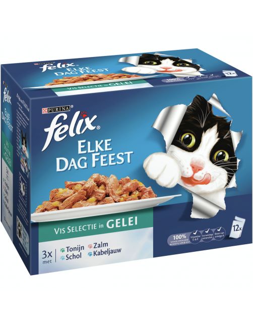 Felix Multipack Maaltijdzakjes Elke Dag Feest 100 g - Kattenvoer