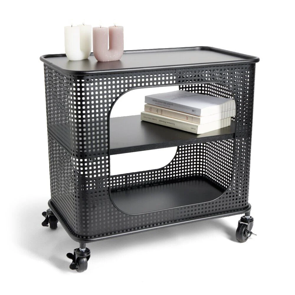 Table basse à roulettes Mahel 50x30x49cm métal noir