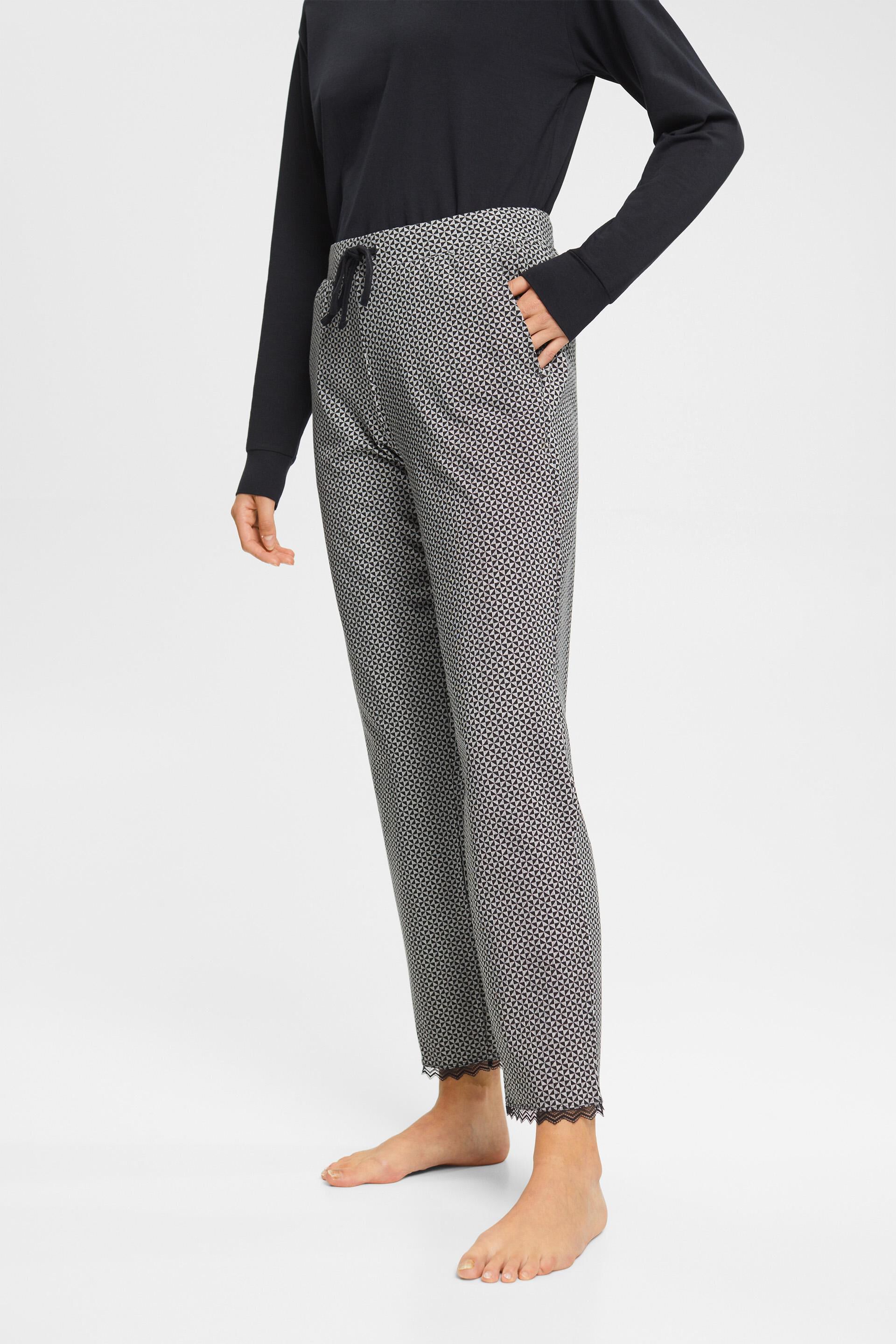 Pantalon en jersey à imprimé orné de dentelle