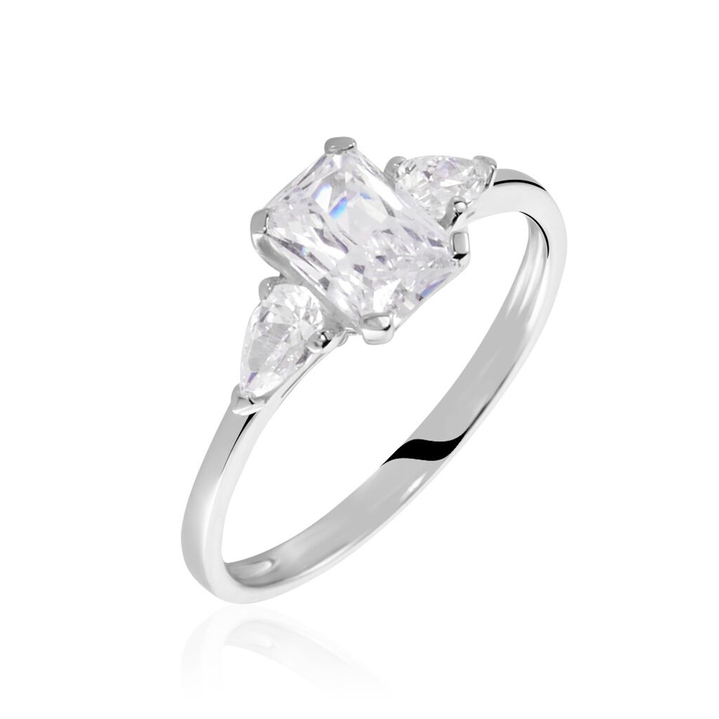 Bague Saelle Or Blanc Oxyde De Zirconium