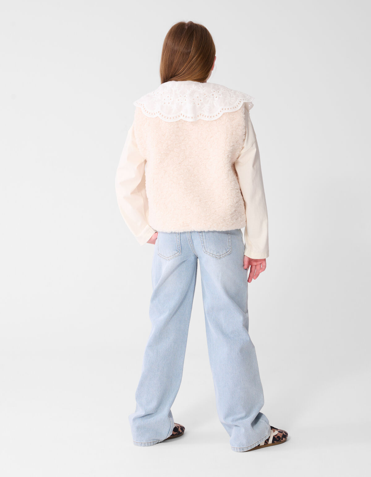 Ultra Wide Leg Fit Wavy Parel Jeans Bleached